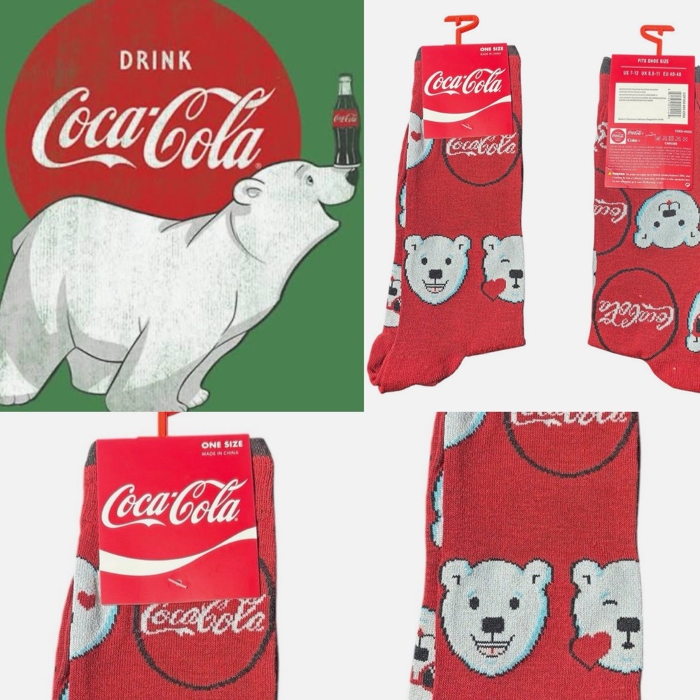 Coca Cola Red Polar Bear Socks